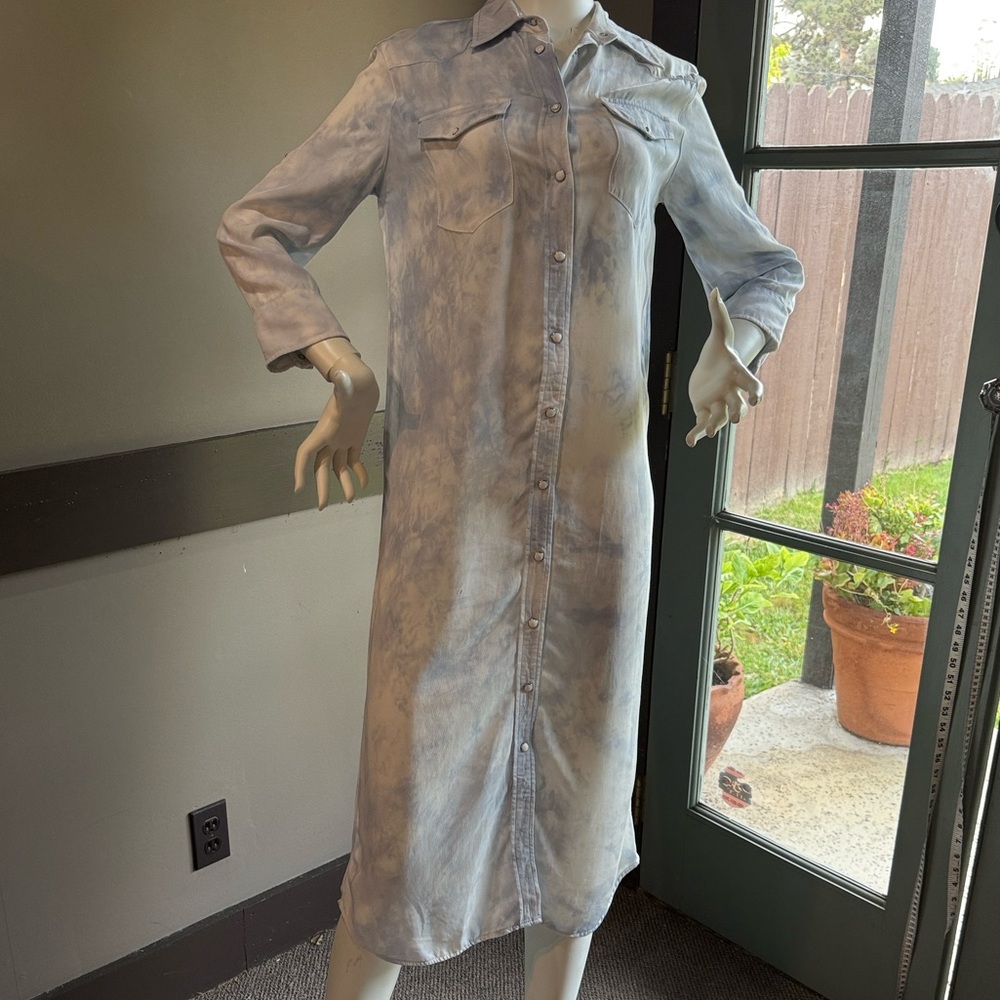 ALL SAINTS Aliza tie dye sky blue dress